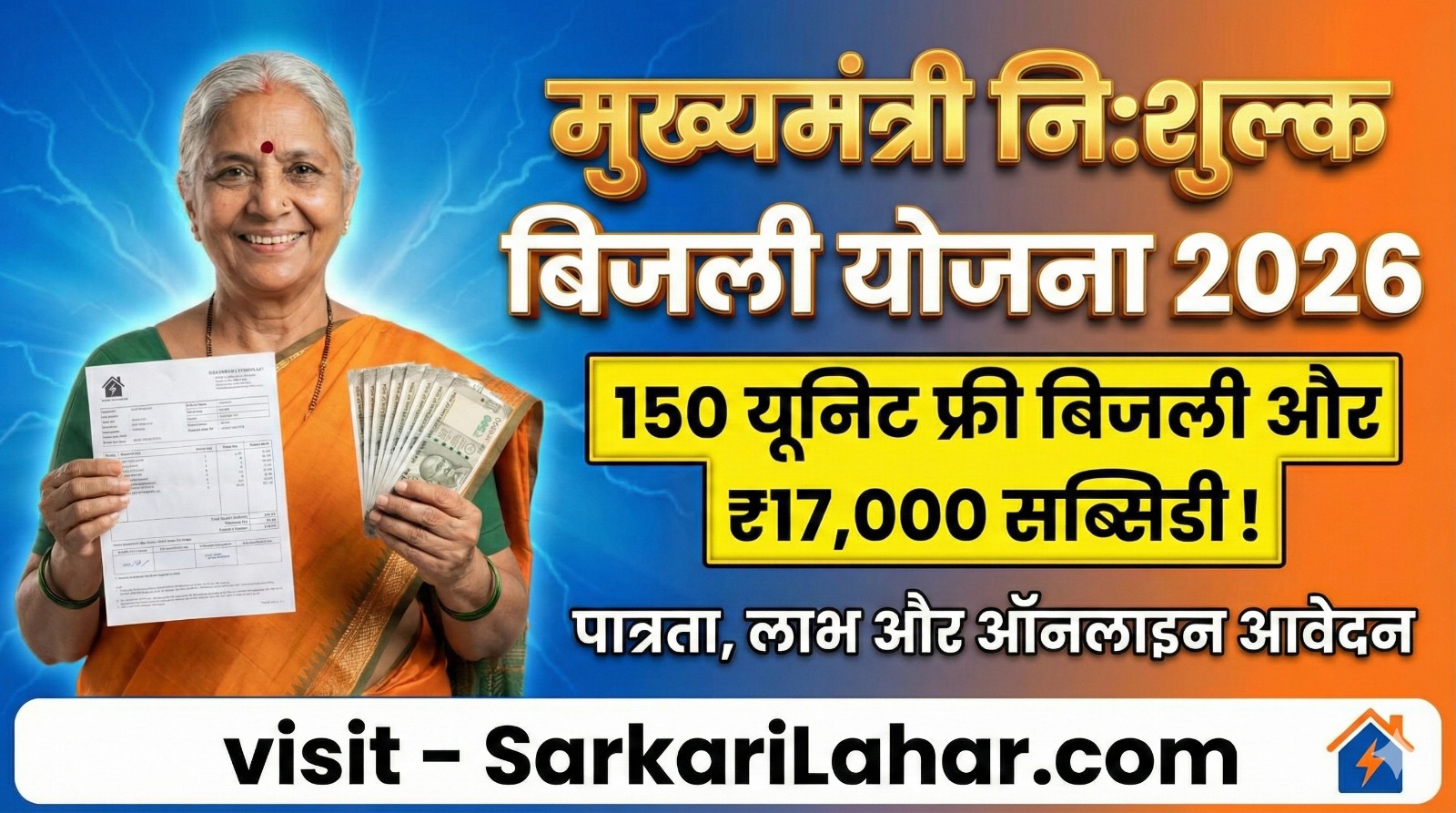 Mukhyamantri Nishulk Bijli Yojana 2026 के तहत 150 यूनिट फ्री बिजली और ₹17,000 की सब्सिडी, पात्रता, लाभ और ऑनलाइन आवेदन की प्रक्रिया