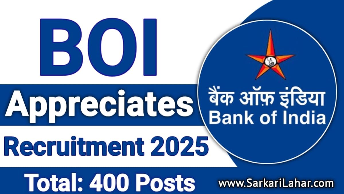 Bank of India Apprentices Recruitment 2025: Apply Online for 400 Posts का नोटिफिकेशन जारी, Bank of India Apprentices Vacancy, Sarkari Lahar