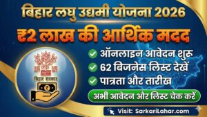 Bihar Laghu Udyami Yojana 2026: बिहार सरकार दे रही है ₹2 लाख की मदद, जानिए पात्रता, आवेदन की पूरी जानकारी।