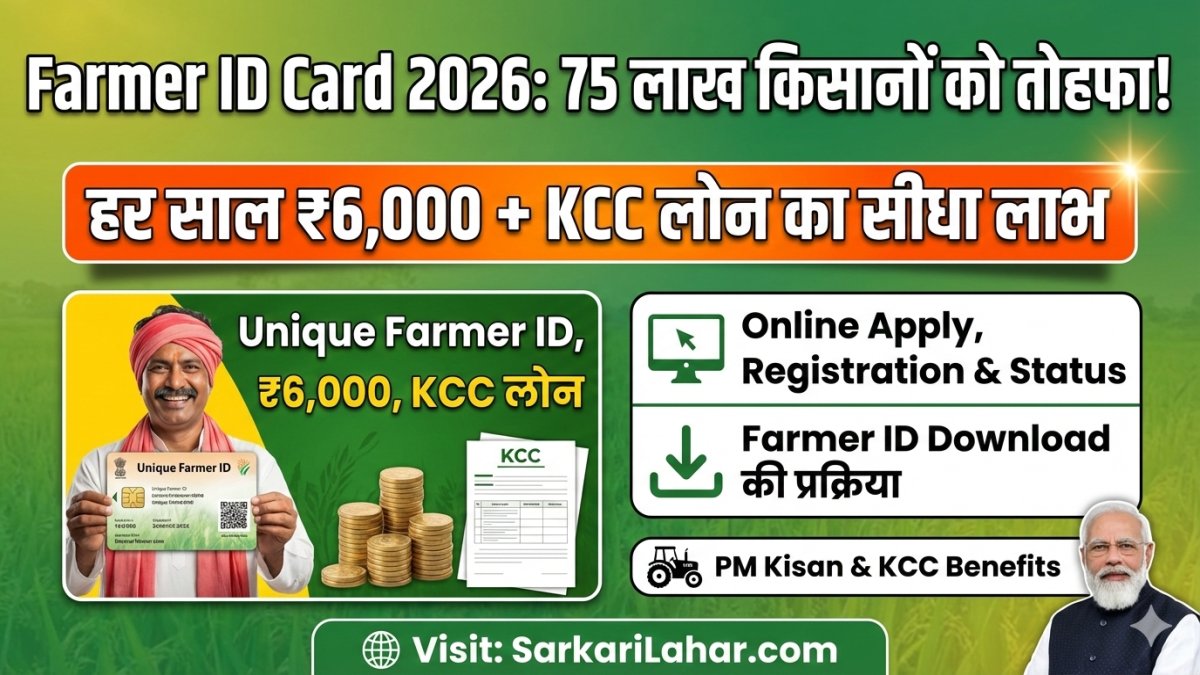 Farmer ID Card 2026: 75 लाख किसानों को मिलेगी बिहार फार्मर आईडी कार्ड 2026, हर साल ₹6,000 और KCC लोन का आर्थिक सहायता, Sarkari Lahar