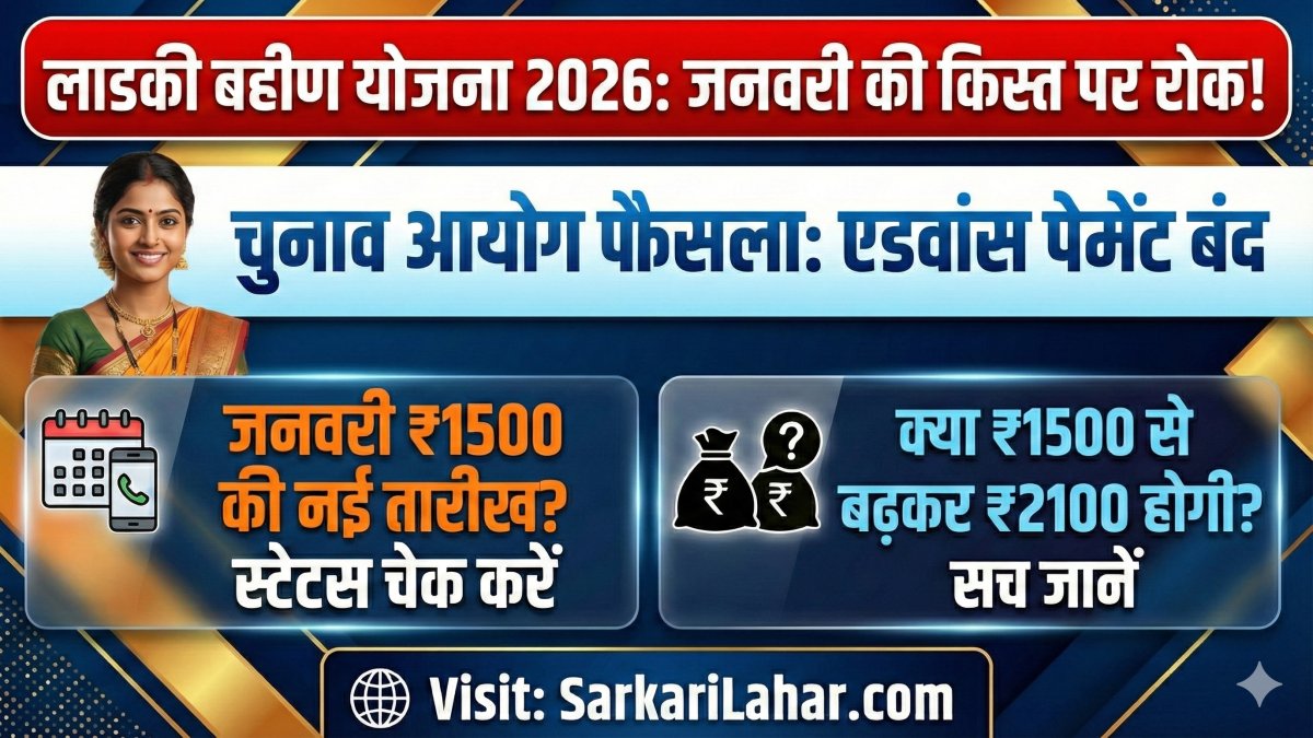 Ladki Bahin Yojana 2026 Update: चुनाव आयोग ने एडवांस पेमेंट पर लगाई रोक। जानें जनवरी की ₹1500 की किस्त अब किस तारीख को आएगी, Sarkari Yojana