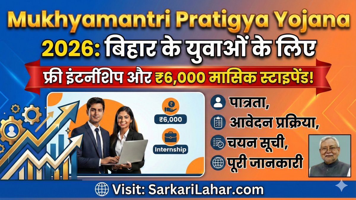 Mukhyamantri Pratigya Yojana 2026: बिहार के युवाओं को मिलेगी फ्री इंटर्नशिप और ₹6,000 स्टाइपेंड, Sarkari Yojana, Sarkari Lahar