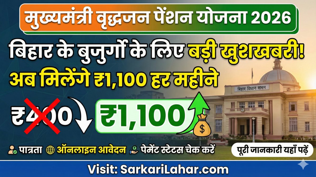 Mukhyamantri Vridha Pension Yojana 2026: अब मिलेंगे ₹1,100 हर महीने, जानिए वृद्धजन पेंशन योजना कैसे करें आवेदन, Sarkari Yojana, Sarkari Lahar