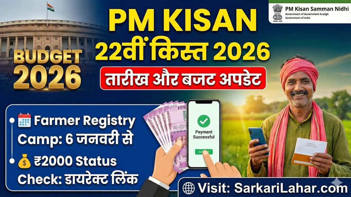 PM Kisan 22nd Installment Date 2026: 22वीं किस्त कब आएगी? Farmer Registry और Status चेक करें, PM Kisan Yojana 2026, Sarkari Yojana