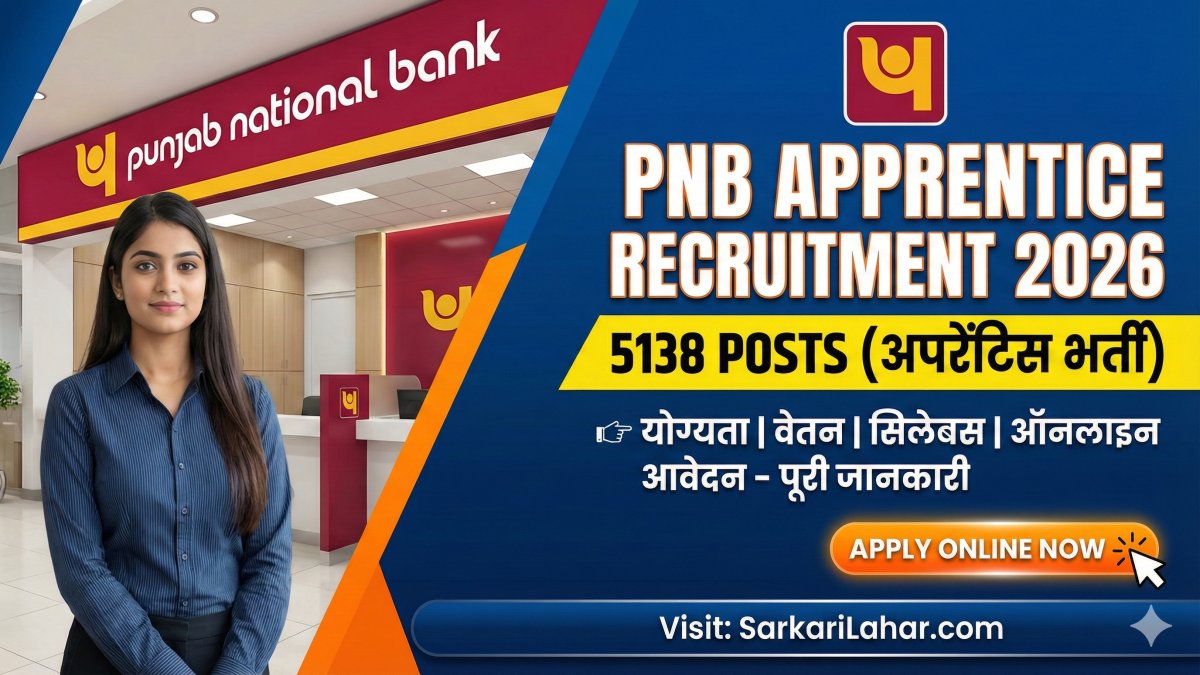 PNB Apprentice Recruitment 2026: Apply Online for 5138 Posts, Punjab National Bank Apprentice Vacancy 2026, Sarkari Lahar